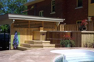Backyard hot tub